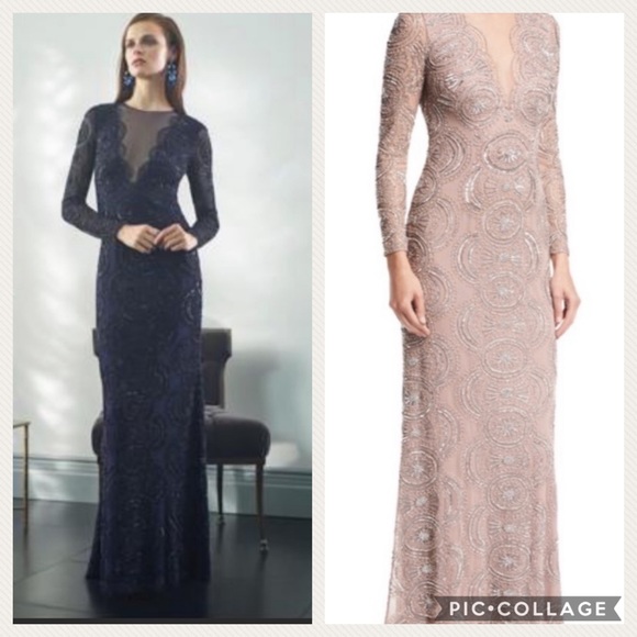 Aidan Mattox Dresses & Skirts - Aidan Mattox geometric long sleeves gown